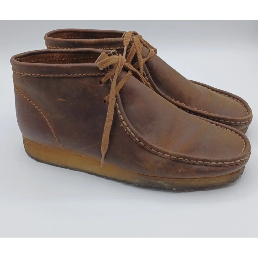 Clarks Collection Men's Wallabee Ankle‎ Boots Size 11 Brown Leather Lace Up